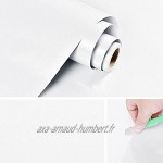 Papier Adhesif pour Meuble Cuisine Porte Mur Stickers Rouleau Adhesif Décoratif 40x500cm Blanc