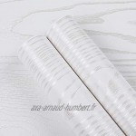 Papier Adhesif pour Meuble Grain de Bois Argent 40cm X 2m Imperméable Papier Peint Mural Moderne Stickers Autocollant Mur Décoratif Vinyle Chambre Counter Comptoir Cuisine Armoires