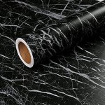 xiaoshun Stickers Autocollant de rénovation de Meubles de Cuisine résistant à l'huile de Papier Peint en marbre Auto-adhésif-1.2 * 5M Mat épaissie-King Kong Noir