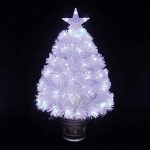 Arcoiris Arbre de Noël en fibre avec lumières LED Arbre en fibre optique de Noël avec changement de couleur Lumière LED fibre optique 90 cm blanc