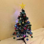 Betos Petit sapin de Noël artificiel avec LED 30 cm 45 cm 60 cm mini sapins de Noël artificiels avec ornements sapin de Noël avec base pour fête de Noël maison bureau décoration d'intérieur