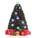 Costway Sapin de Noël Arbre de Noël Artificiel avec Flocon de Neige Lumières LED et Pied Matériau PVC pour Décoration de Noël 90 120 150 180cm Vert90CM