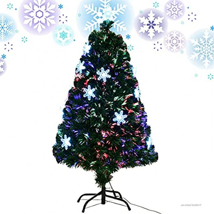Costway Sapin de Noël Arbre de Noël Artificiel avec Lumières LED et Pied en Métal Matériau PVC pour Décoration de Noël 120 150 180 210cm Vert 150 CM