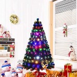 Costway Sapin de Noël Arbre de Noël Artificiel PVC avec Lumières LED Multicolore et Pied en Métal pour Décoration de Noël 150 180 210cm Vert 150 CM