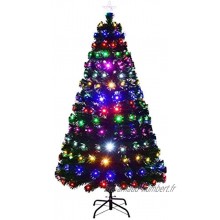 Costway Sapin de Noël Arbre de Noël Artificiel PVC avec Lumières LED Multicolore et Pied en Métal pour Décoration de Noël 150 180  210cm Vert 150 CM