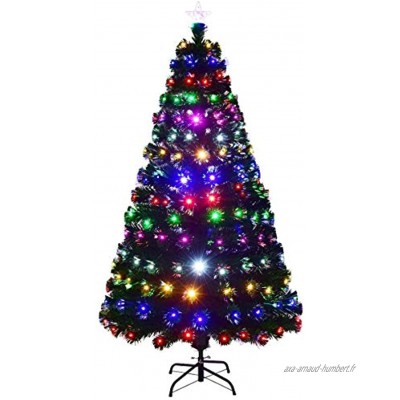 Costway Sapin de Noël Arbre de Noël Artificiel PVC avec Lumières LED Multicolore et Pied en Métal pour Décoration de Noël 150 180  210cm Vert 150 CM