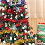 EKUPUZ Sapin de Noël 150cm Artificiel avec Jupe d'arbre de Noël LEDs lumières 105 Ornements détachables Montage Facile Décoration Noël pour Maison Magasin Bureau Extérieur 5ft