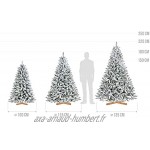 FAIRYTREES Sapin de Noël Artificiel Épicéa Naturel Floqué matériel PVC Socle en Bois 180cm FT13-180