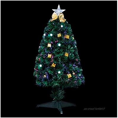 FEERIC CHRISTMAS Arbre de Noël Lumineux Sapin Artificiel Vert décoré et Lumineux Fibre Optique 88 LED Boules H 90 cm