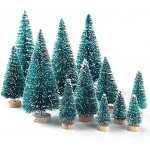 Goldenlight 27Pcs Sapin de Noel Miniature Arbre de Noël Artificiel Mini Vert et Blanc Bleu Turquoise Mixte Decoration de Table Intérieur Chambre Maison