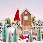 Herefun Mini Sapin de Noel 9Pcs Arbre de Noël Artificiel Mini Artificiel Miniature Arbres de Noël Idéal pour Décoration Noël Chambre Loisir Créatif de Noël 3 Tailles Vert