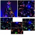 HOMCOM Sapin de Noël Artificiel Lumineux Fibre Optique LED Multicolore + Support Pied Ø 60 x 120H cm 130 Branches étoile Sommet Brillante Vert