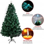 LOMOFI 180cm Sapin de Noël Artificiel Lumineux Fibre Optique LED Multicolore,Vert Arbre de Noel avec PVC 250 Branches,Christmas Tree avec Support en Métal,étoile Sommet Brillante