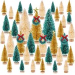 MELLIEX 47 PCS Mini Sapin de Noël Multicolore Miniature Arbre de Noël Mini Sisal Bouteille Brosse Arbres pour la Fête De Noël Décoration de La Maison