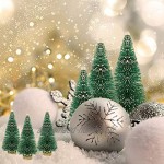 mengger 42Pcs Sapin de Noel Artificiel Miniature Arbre de Noël Mini Bois Bleu Turquoise Sisal Neige Decoration de Table Intérieur Chambre Maison Fête