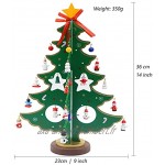 Mini sapin de Noël en bois avec suspension pour décoration en bois de sapin de Noël Décoration pour le bureau Mini ornements DIY Sapin de Noël 3D Mini ornements Vert