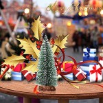 Niuirb Lot de 6 mini sapins de Noël artificiels en sisal 15 cm Sapin de Noël miniature avec base en bois Arbre de Noël pour décoration de table