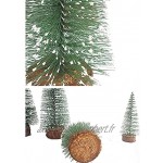 Niuirb Lot de 6 mini sapins de Noël artificiels en sisal 15 cm Sapin de Noël miniature avec base en bois Arbre de Noël pour décoration de table