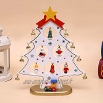 Oulii Mini sapin de Noël en bois avec décorations Arbre de Noël Décoration de Noël Blanc