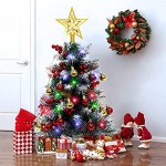 OurWarm Mini sapin de Noël artificiel de table de 60 cm avec boules de Noël en pot et étoile pour décorations de Noël