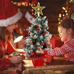 OurWarm Mini sapin de Noël artificiel de table de 60 cm avec boules de Noël en pot et étoile pour décorations de Noël