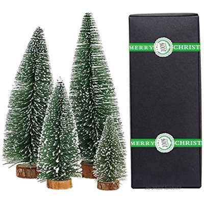 Petit sapin de Noël mini sapin de Noël mini sapin brosse à bouteille faux sapins avec base en bois pour décoration de table vert plante