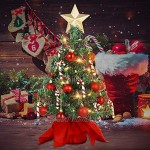 PRETYZOOM Mini Sapin de Noël Petit Bureau avec Lumières Arbres de Noël Artificiels de Bureau avec LED Guirlande Lumineuse Suspendue Ornements de Boule de Noël Fournitures de Fête
