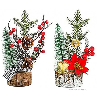 Riveryy Arbre De Noël Mignon,2 pièces d'hiver De Noël Miniature D'ornement,Mini Arbre de Noël,Sapin de Noel Miniature,Mini Arbres De Noël Modèle,pour Décoration Noël Chambre DIY Fête22.5cm