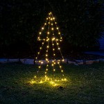 Sapin de Noël lumineux 3D 90 LED blanc chaud 91 cm En métal noir Décoration de Noël pour extérieur et intérieur Pour sapin de Noël d'hiver