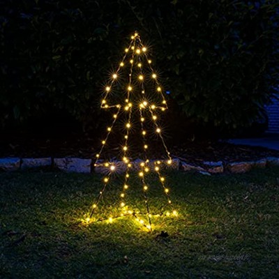 Sapin de Noël lumineux 3D 90 LED blanc chaud 91 cm En métal noir Décoration de Noël pour extérieur et intérieur Pour sapin de Noël d'hiver