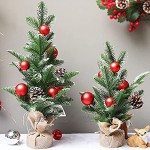 SMLJFO Mini sapin de Noël artificiel 50 cm imitation aiguilles de pin de table avec base en tissu et baies pour décoration de Noël fête maison bureau
