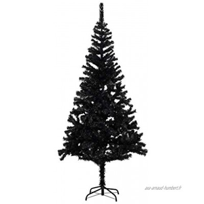 vidaXL Sapin de Noël Artificiel avec Support Décoration de Noël Arbre Artificiel Salon Salle de Séjour Maison Intérieur Noir 180 cm PVC