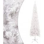 vidaXL Sapin de Noël Etroit Arbre de Noël Artificiel Ornement Décoration de Noël Jardin Patio Arrière-Cour Salon Extérieur Blanc 180 cm