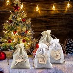 24 Calendrier de l'Avent-Sac en Tissu Sac Calendrier de l'avent Sachets Cadeaux de Noël DIY Sachets en Jute DIY Décoration de Noël Corde de Chanvre de 10 m