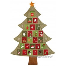 BESTonZON Calendrier de l'avent de Noël Calendrier de l'arbre de Noël Compte à rebours de Noël 64cm par 89cm