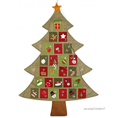 BESTonZON Calendrier de l'avent de Noël Calendrier de l'arbre de Noël Compte à rebours de Noël 64cm par 89cm