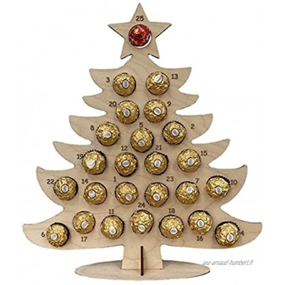 Bomoya Support en bois pour chocolats bonbons calendrier de l'Avent en forme de sapin de Noël ou d'élan