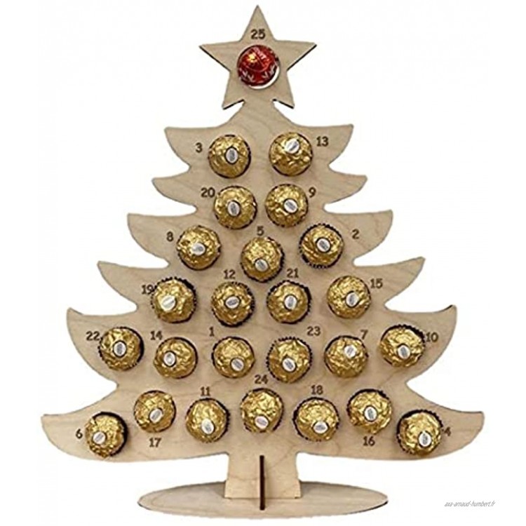 Bomoya Support en bois pour chocolats bonbons calendrier de l'Avent en forme de sapin de Noël ou d'élan