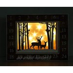 BRUBAKER Calendrier de l'Avent Lumineux 24 Tiroirs à remplir Paysage d'hiver Décoration de Noël en Bois Éclairage LED 35,5 x 6 x 27 cm