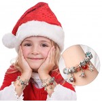 Calendrier de l'Avent avec 2 bracelets réglables et 1 collier et 24 perles à breloques compte à rebours jusqu'à Noël 2020 pour enfants filles femmes