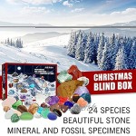 Calendrier de l'Avent de Noël de minerai,Calendrier de l'Avent en cristal de guérison calendrier de compte à rebours avec des roches calendrier de l'Avent de Noël avec 24 petits cadeaux#01