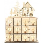 Calendrier de l'Avent en Bois de Noël avec 24 tiroirs de Rangement pour Enfants Décoration de Noël Boîte à Bijoux de Noël