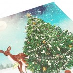 Carte de calendrier de l'Avent de Noël avec sapin de forêt et renard