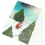 Carte de calendrier de l'Avent de Noël avec sapin de forêt et renard