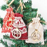 Fauhsto Calendrier de l'Avent Sac Cadeau Noël DIY Sachet Calendrier Noel Remplir 24 Pochettes Sacs à Cordon Calendrier De l'Avent