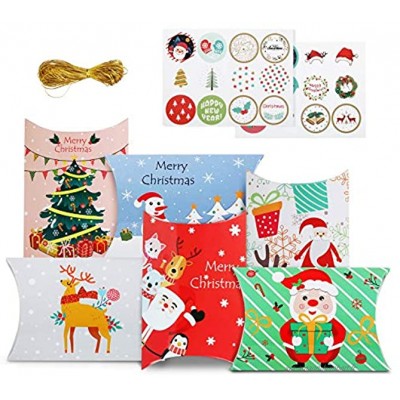 Gwhole Boîte Cadeaux Noël 24 pcs Boîtes de Bonbons Emballages de Mini Cadeaux pour Noël et Calendrier de l'Avent DIY à Remplir + 24 Autocollants