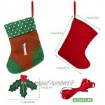 Kesote 24 Pièces Mini Chaussettes de Noël pour Calendrier de l'Avent DIY à Remplir Chiffre 1-24 10 x 15 cm