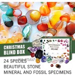 lefeindgdi Calendrier de l'Avent boîte au trésor calendrier de l'Avent de Noël avec pierres minérales et pierres précieuses coffret cadeau pour enfants