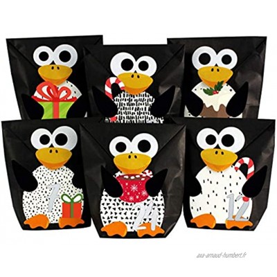 Papierdrachen Calendrier de l'Avent DIY à remplir Pingouins perforés avec 24 Sacs en Papier Noir à remplir soi-même et DIY Noël 2021 pour Les Enfants.