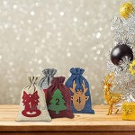 properLI 24 Calendrier de l'Avent Sac en Tissu de Noël DIY Décoration de Noël Sac de Bonbons 24 Paires Noël Boucles d'oreille Set Ensemble de Bijoux Pendantes de Goutte de Noël
